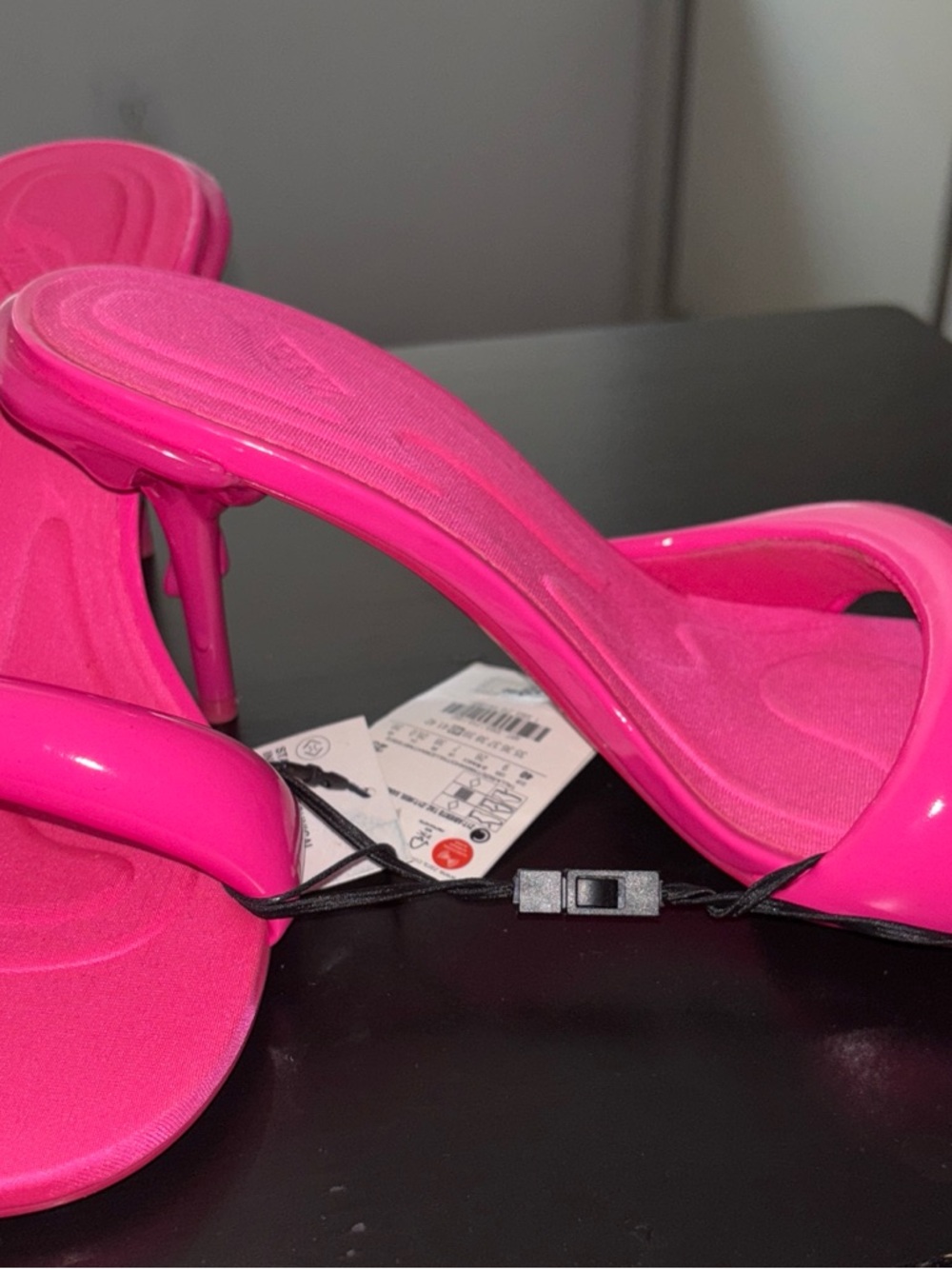Zara Bright Pink High Heel Slide Sandals